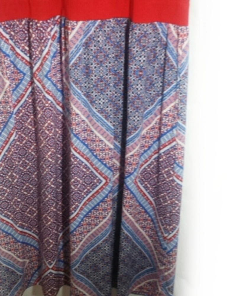 Ashley Stewart Maxi Dress Red Blue Print - Picture 2 of 8